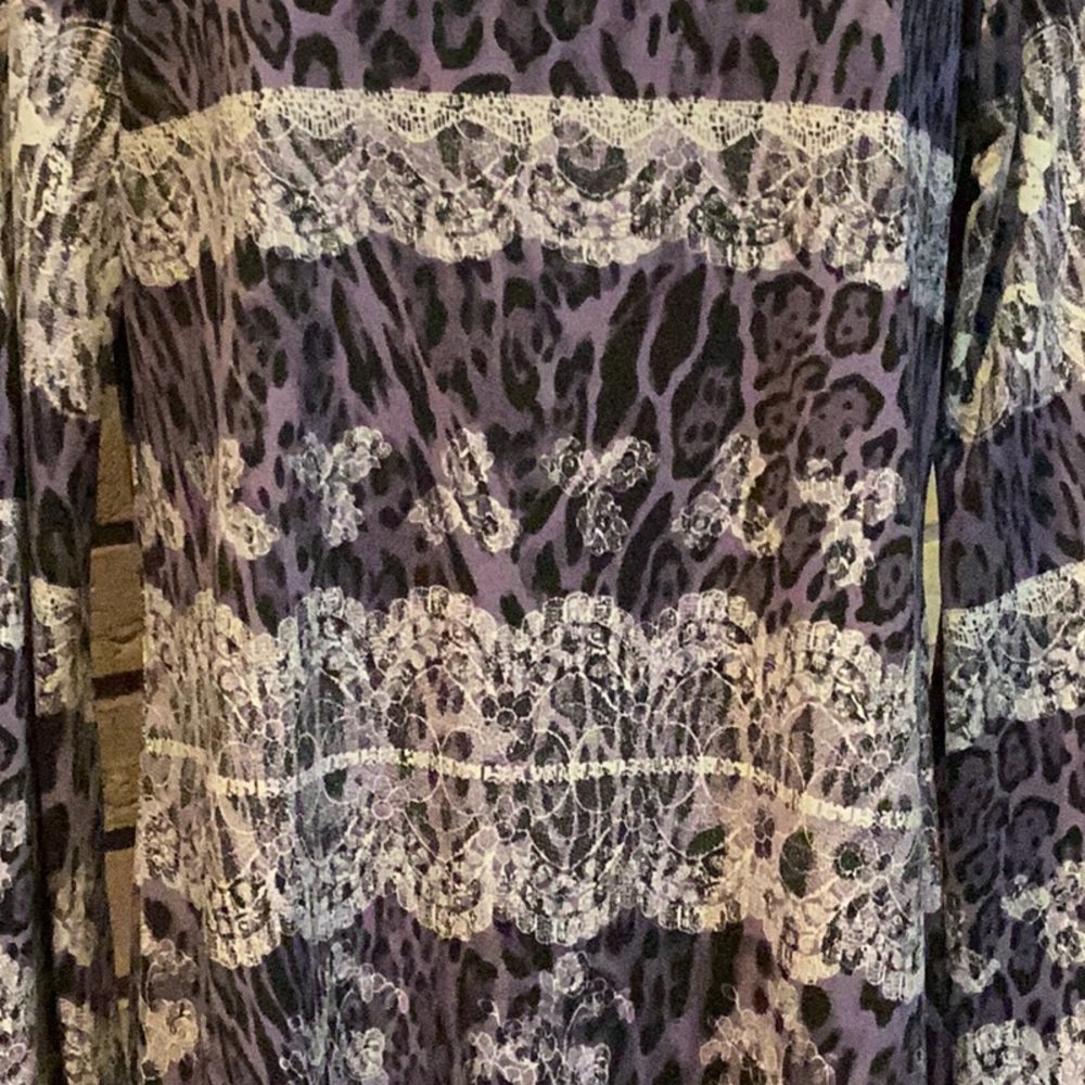 Attitudes by Renee Purple and White Long Sleeve Top - Picture 2 of 6